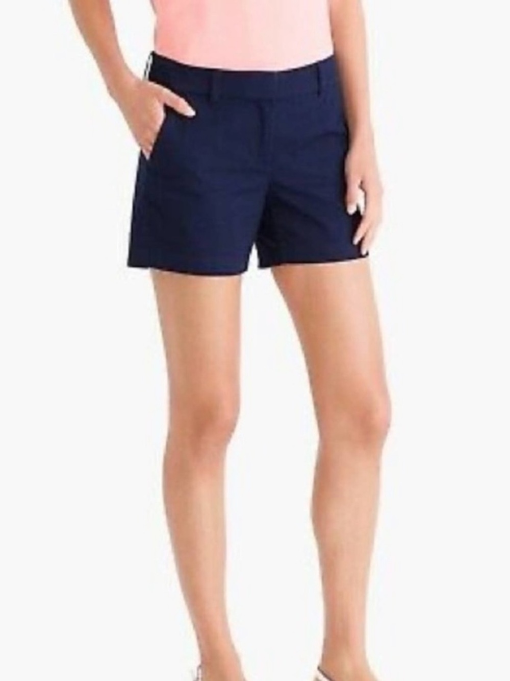 NWT J. Crew City Fit Chino Shorts Navy Blue 100% cotton 5" inseam women's 10 - Picture 2 of 15